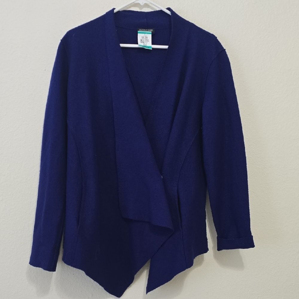 Eileen Fisher‎ Deep Blue/purpleish Open Front Cardigan M